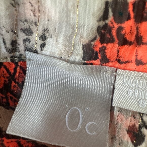 O c Small Orange Snakeskin Shimmery Sheer Long Sleeve Button Blouse - Picture 5 of 8